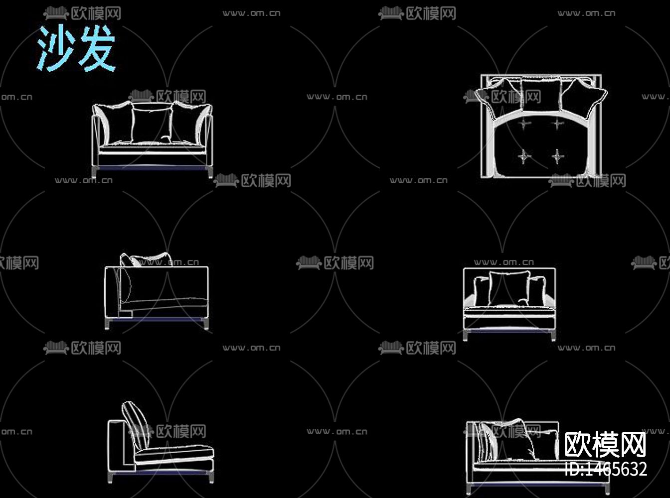 欧式彩色家具动态块cad图库下载（渲染图6）