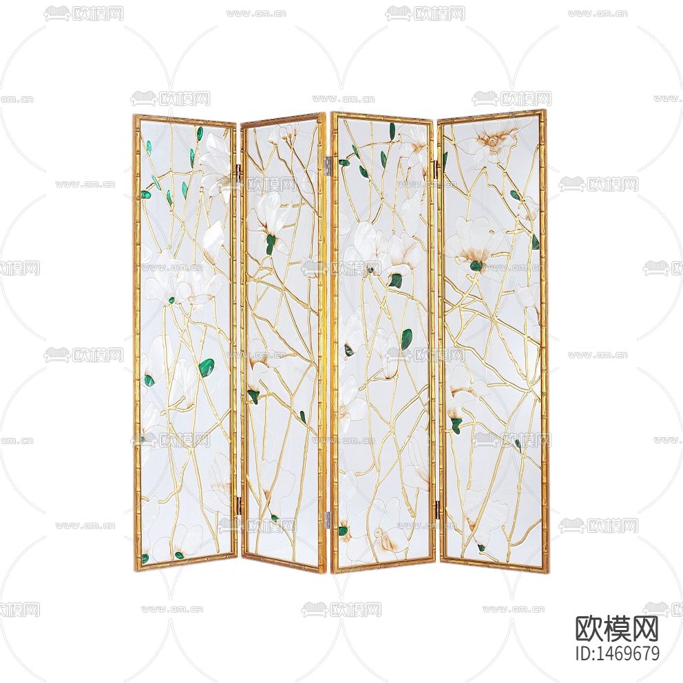 东南亚竹节花卉折叠屏风