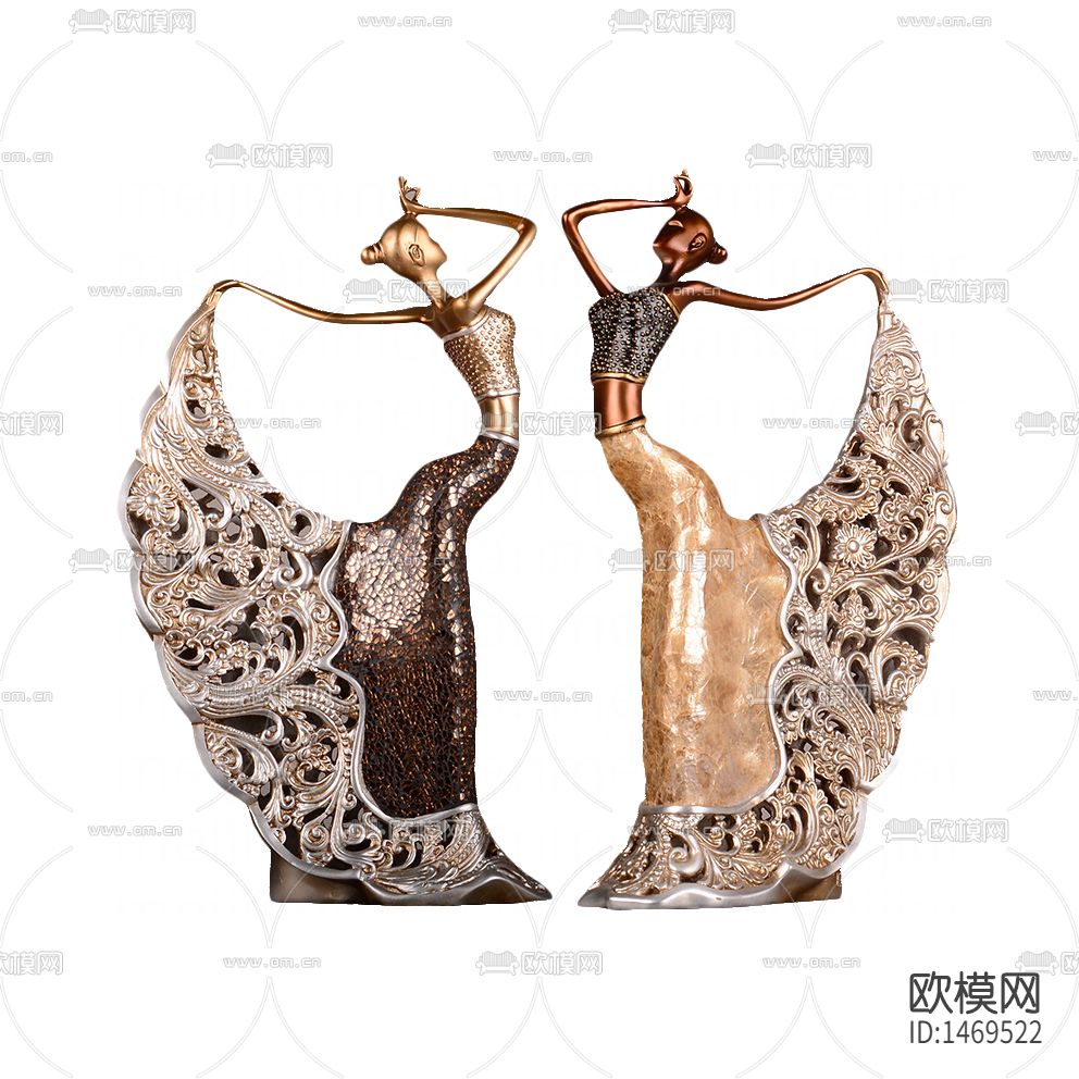 现代轻奢创意孔雀舞女工艺品摆件