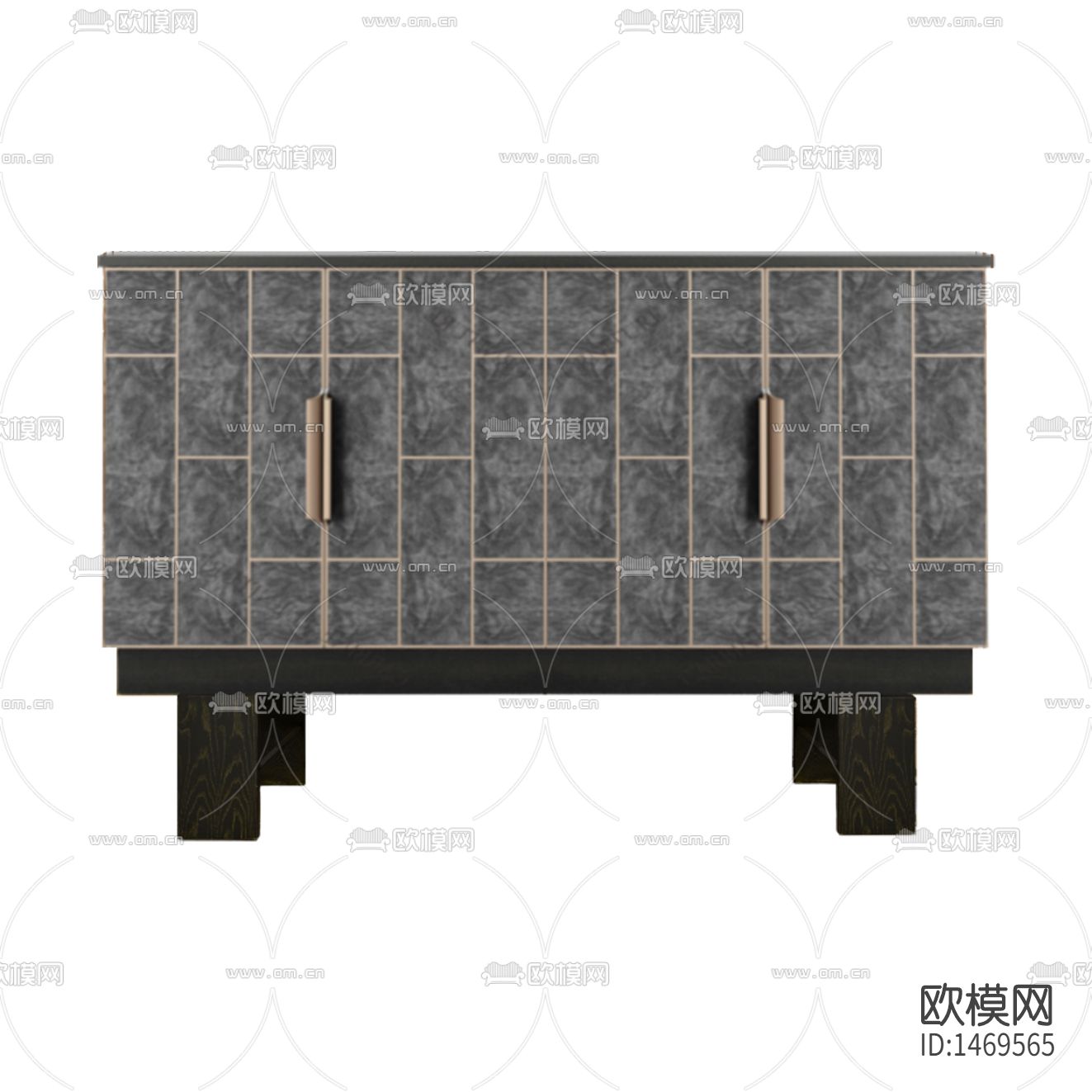 新中式轻奢创意实木金属边柜下载