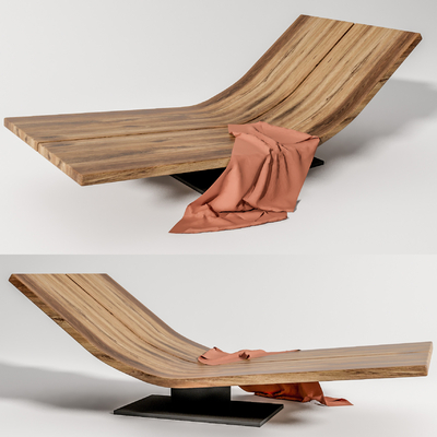  现代实木躺椅su模型 