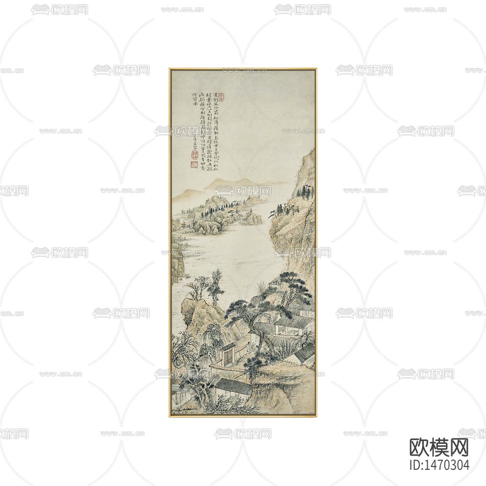 传统中式王翚水阁幽山国画书法下载