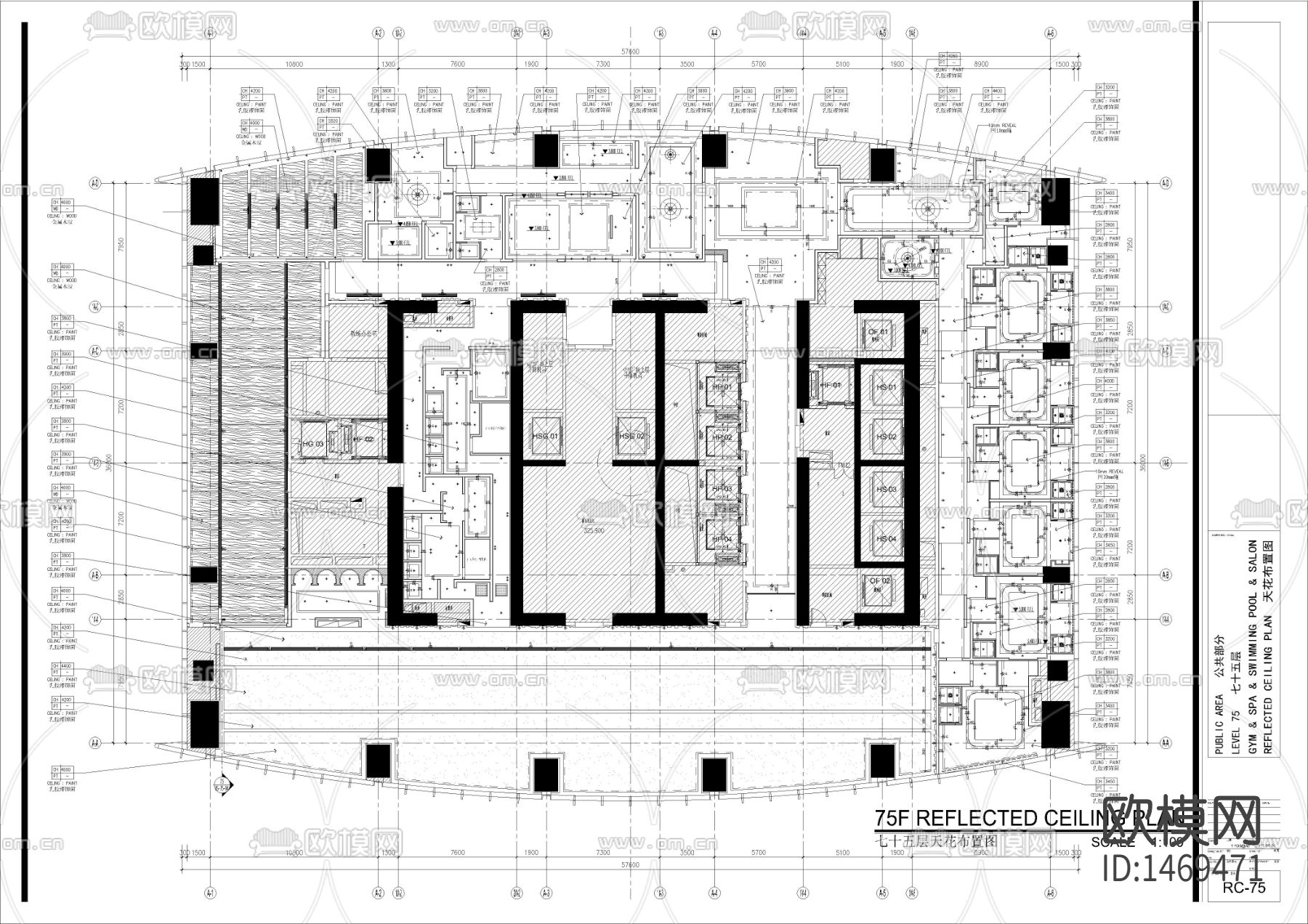 京基一百高层健身会所室内cad施工图下载（渲染图6）