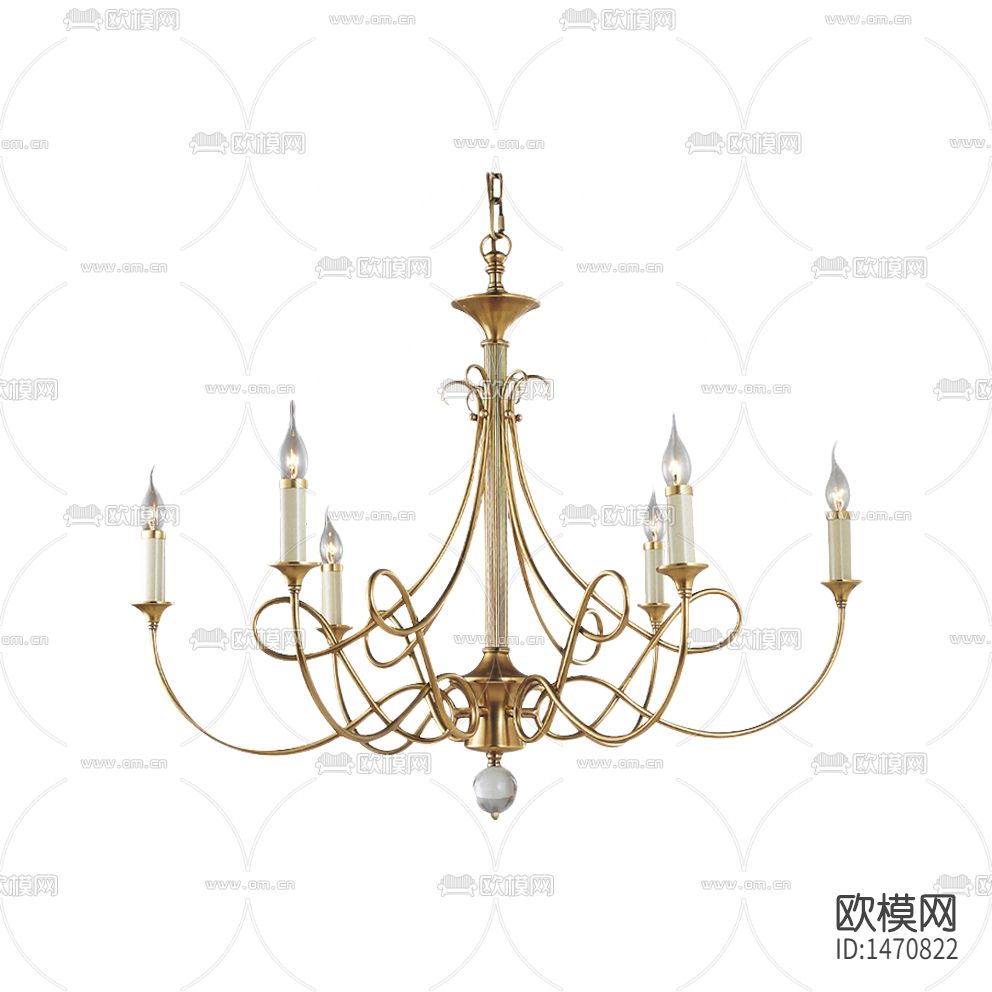 美式简约创意金属黄铜吊灯下载