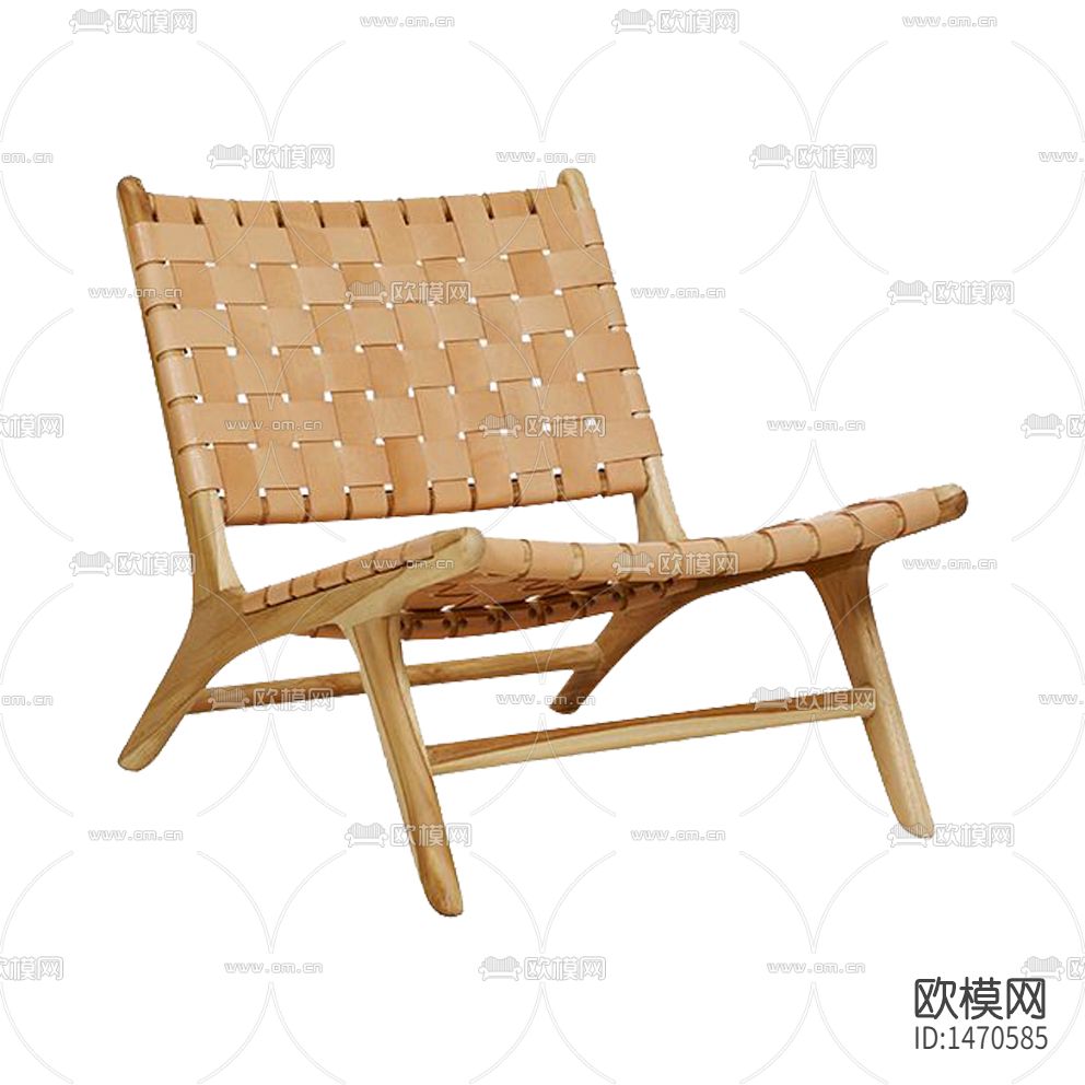 北欧简约创意实木皮革编织休闲椅下载