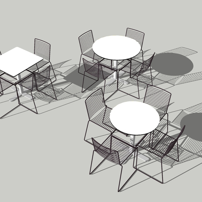  现代户外休闲桌椅su模型 