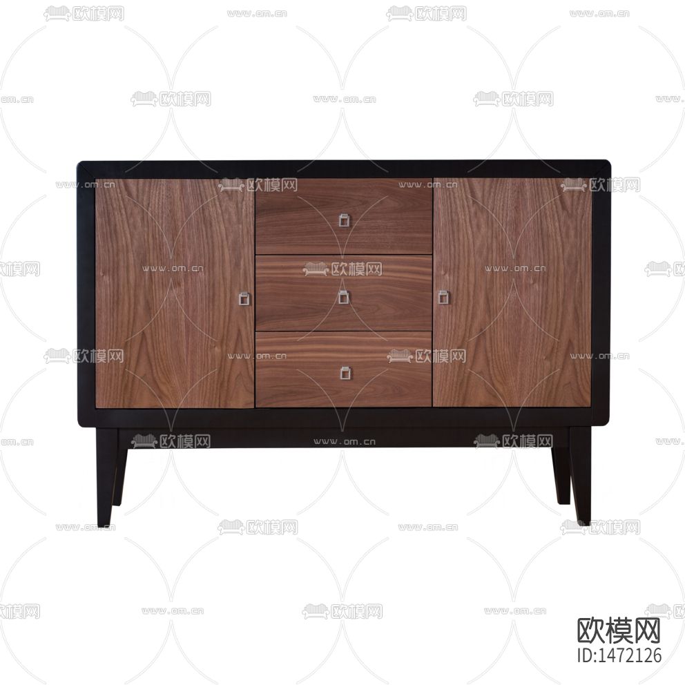 新中式禅意实木三门边柜下载