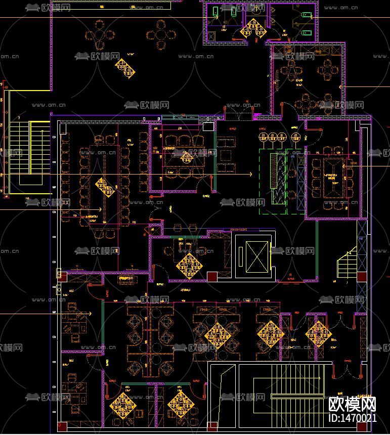 现代企业办公楼室内cad施工图下载（渲染图8）