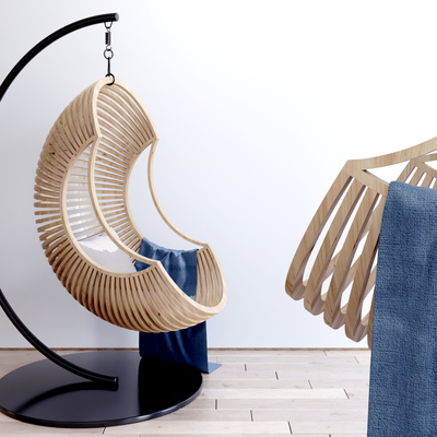  现代实木吊椅su模型 