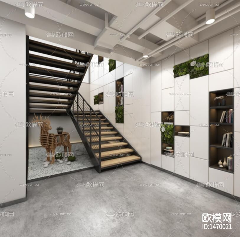 现代企业办公楼室内cad施工图下载（渲染图4）