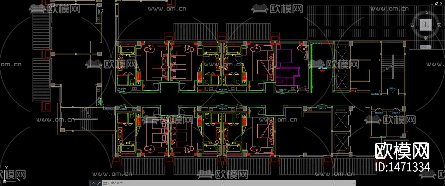 酒店客房cad施工图下载（渲染图1）