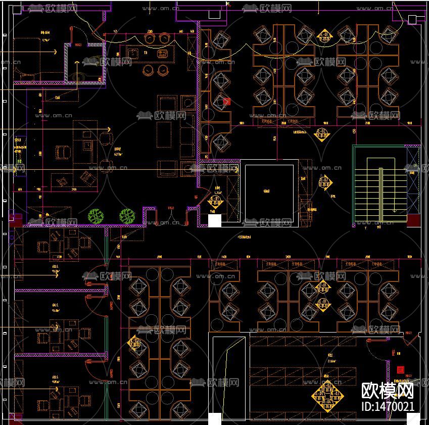 现代企业办公楼室内cad施工图下载（渲染图7）