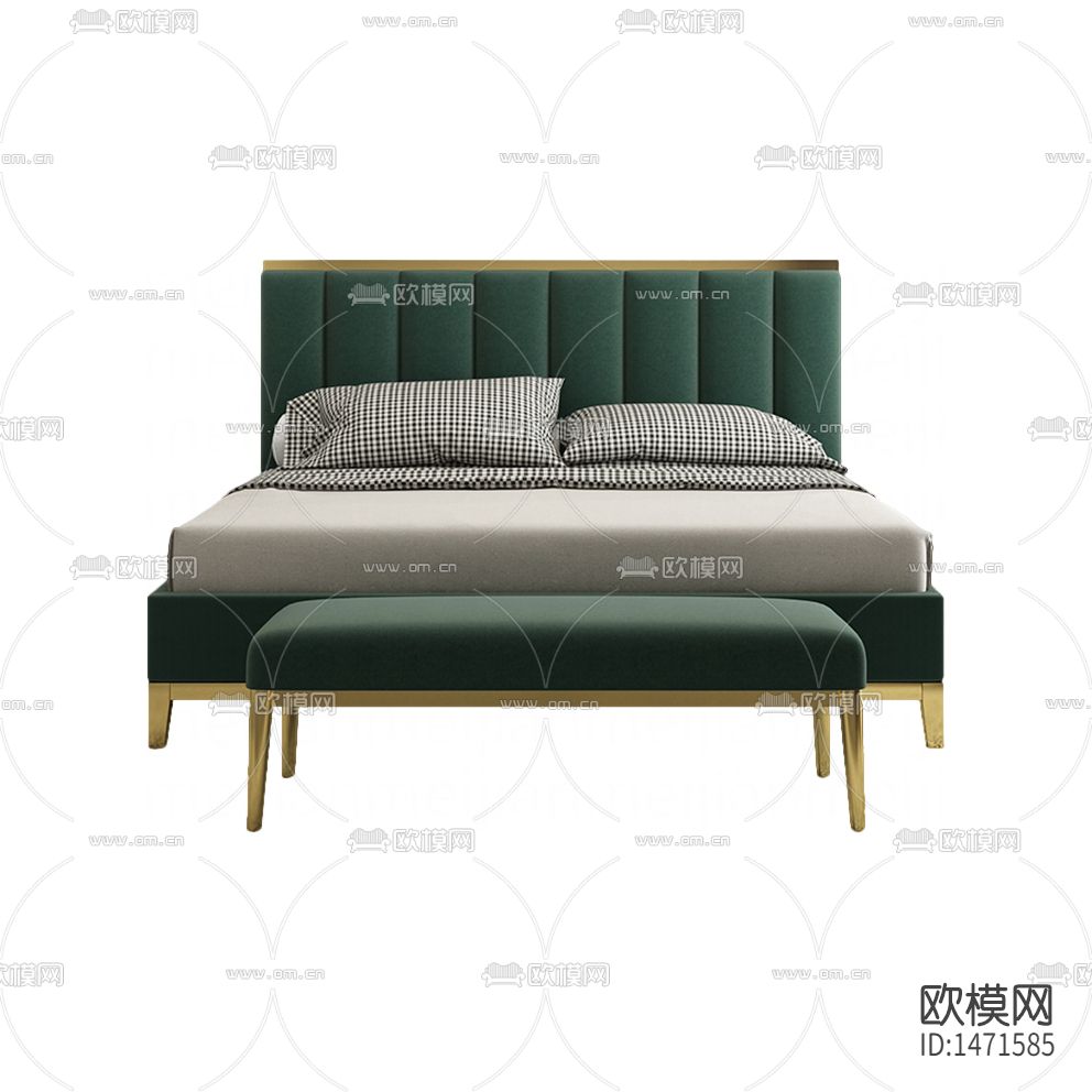 现代轻奢创意布艺金属双人床下载