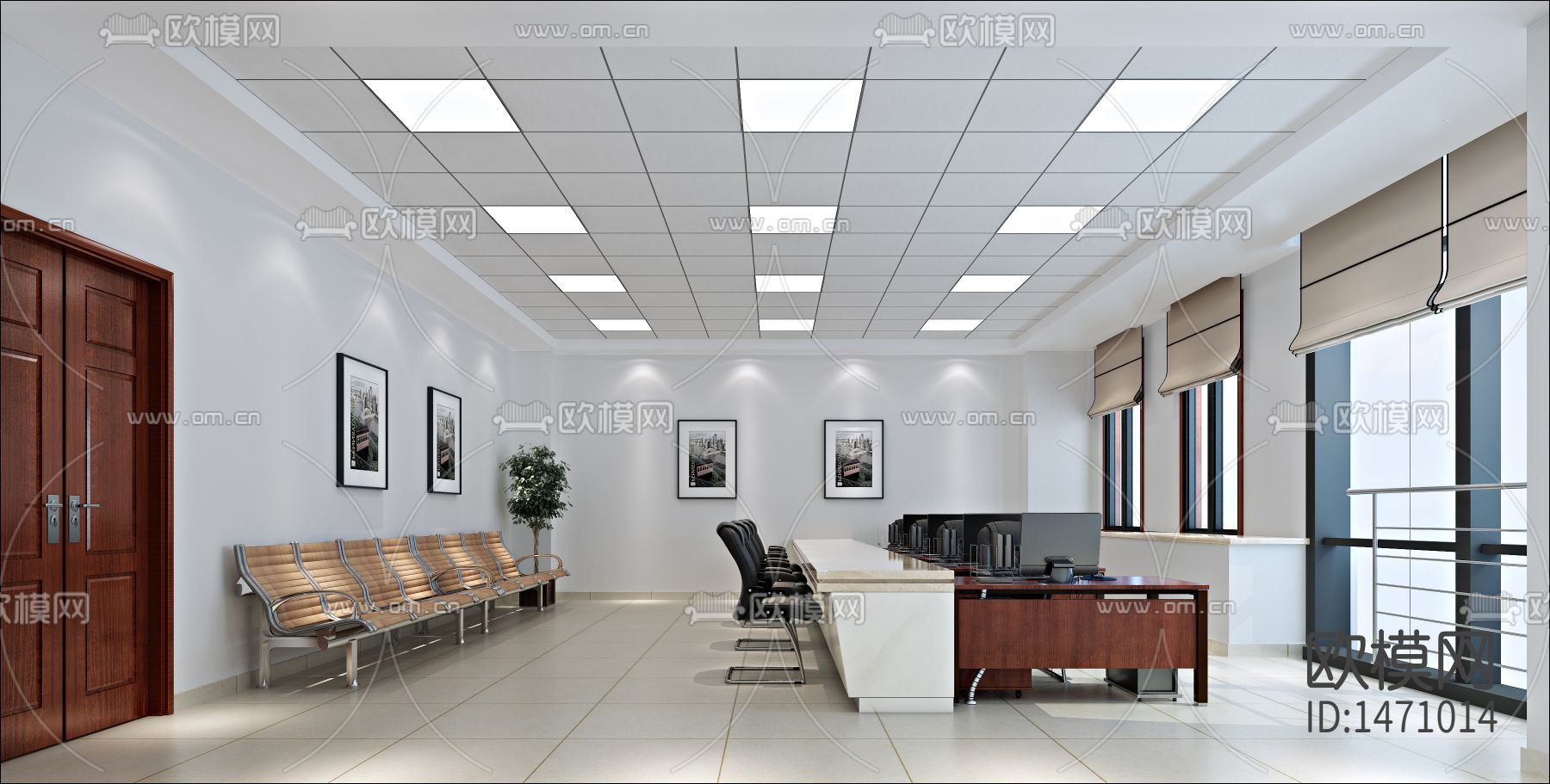 消防队办公楼办公室会议室cad施工图下载（渲染图10）