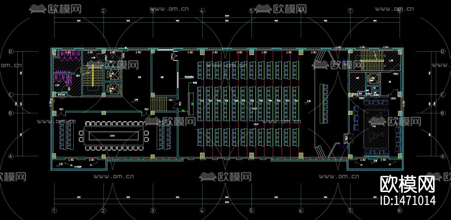 消防队办公楼办公室会议室cad施工图下载（渲染图2）