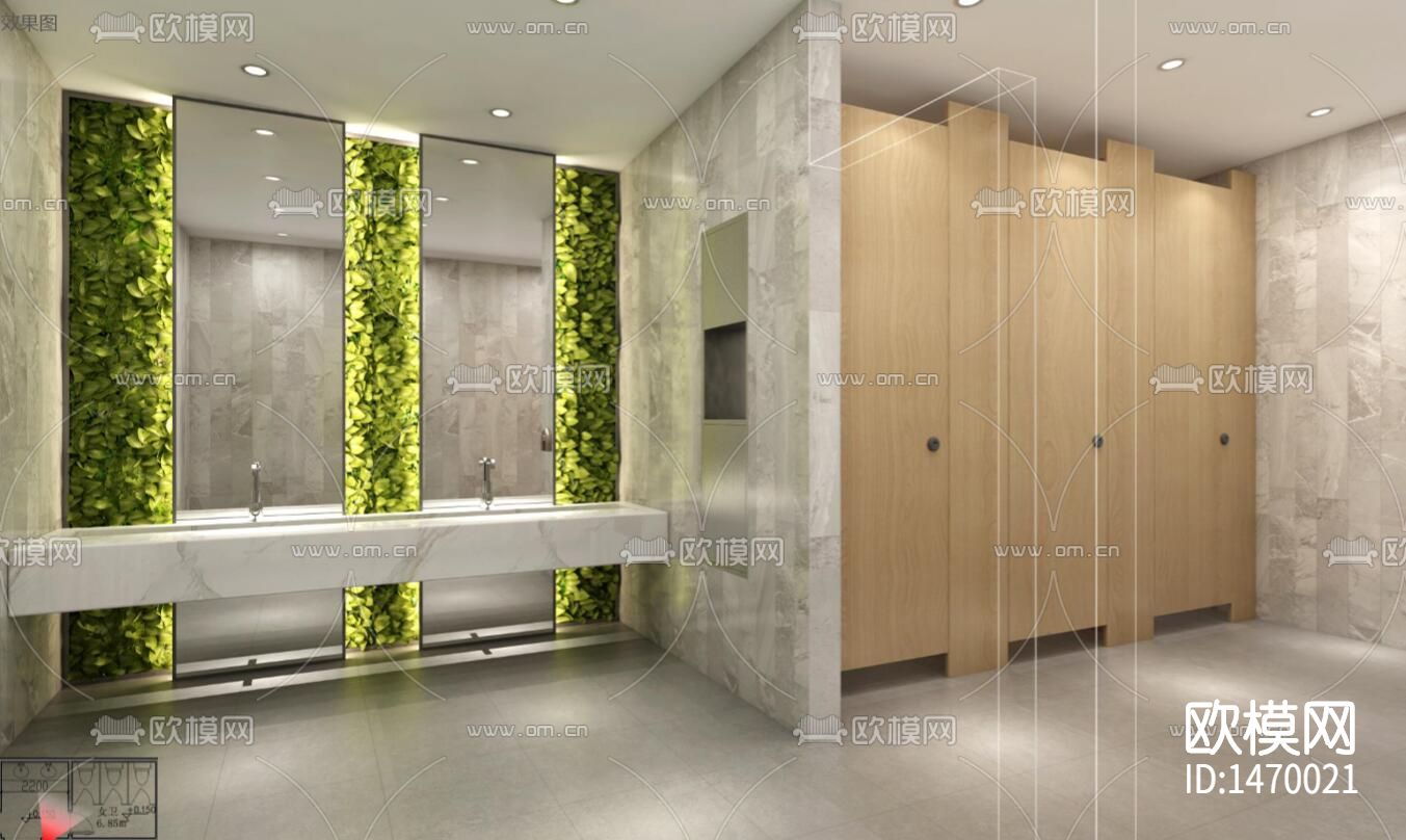 现代企业办公楼室内cad施工图下载（渲染图6）