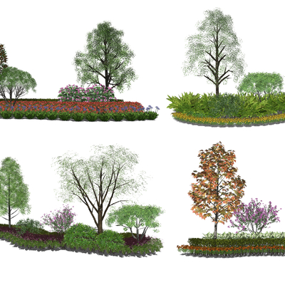  现代绿植灌木su模型 