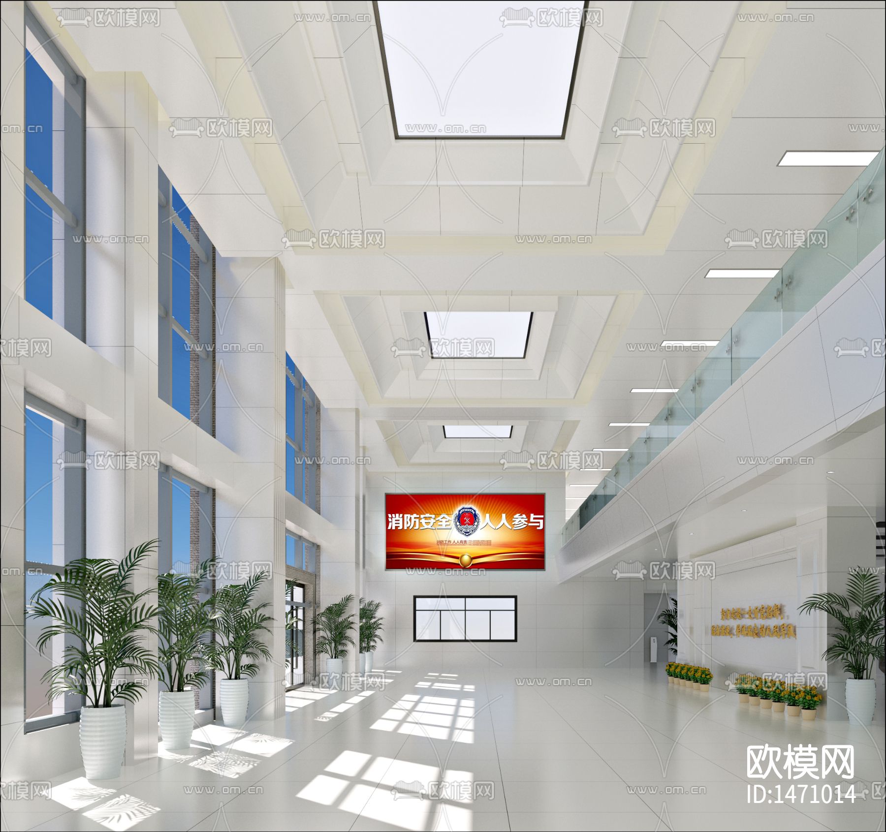 消防队办公楼办公室会议室cad施工图下载（渲染图5）