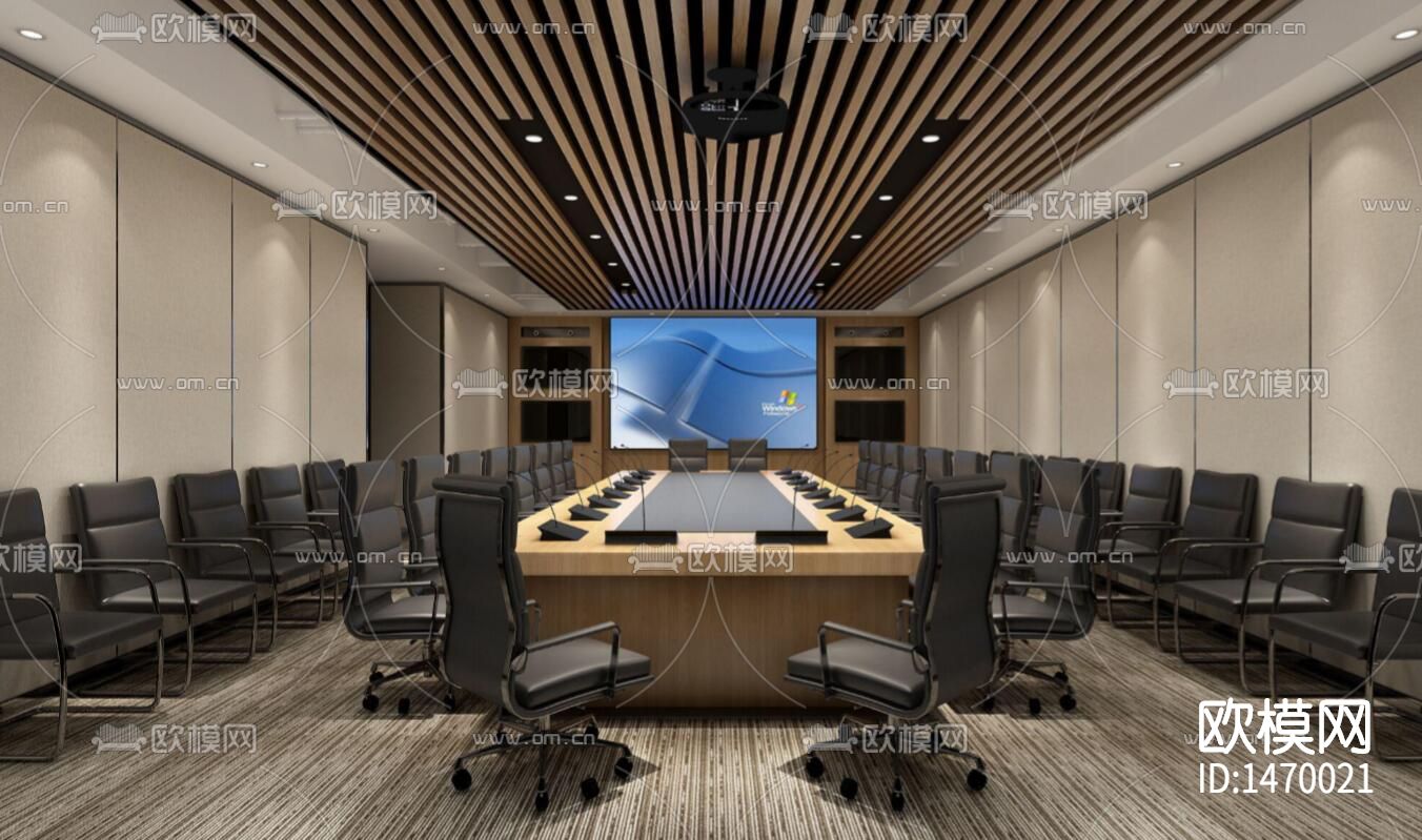 现代企业办公楼室内cad施工图下载（渲染图2）