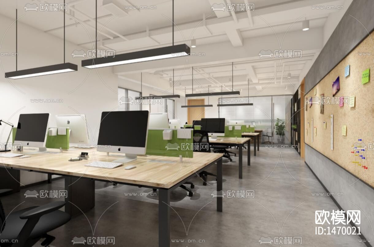 现代企业办公楼室内cad施工图下载（渲染图3）