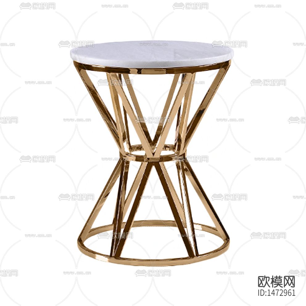 现代轻奢创意金属大理石圆形边几下载