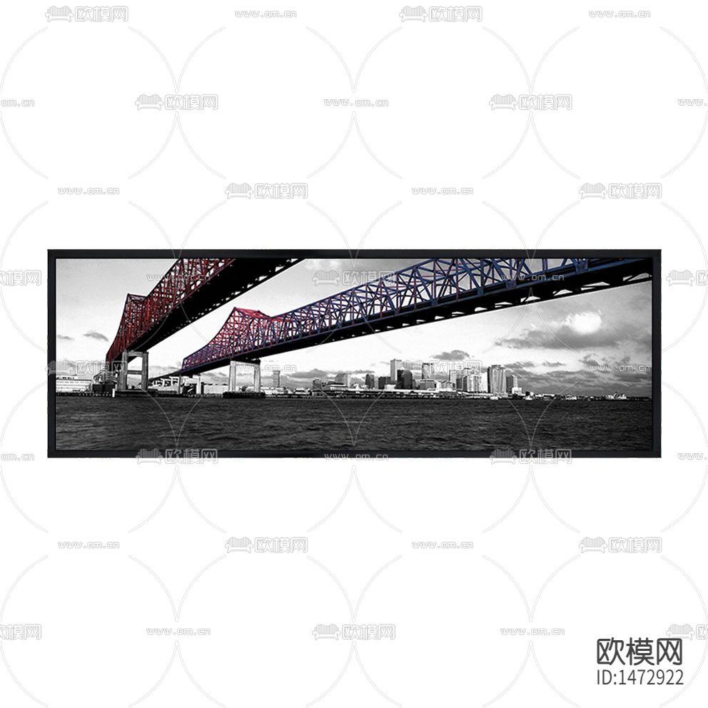 现代创意金门大桥黑白摄影装饰画下载