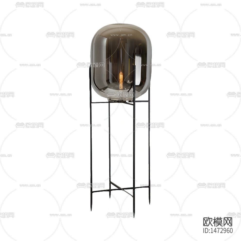 现代轻奢创意灰色玻璃金属落地灯下载