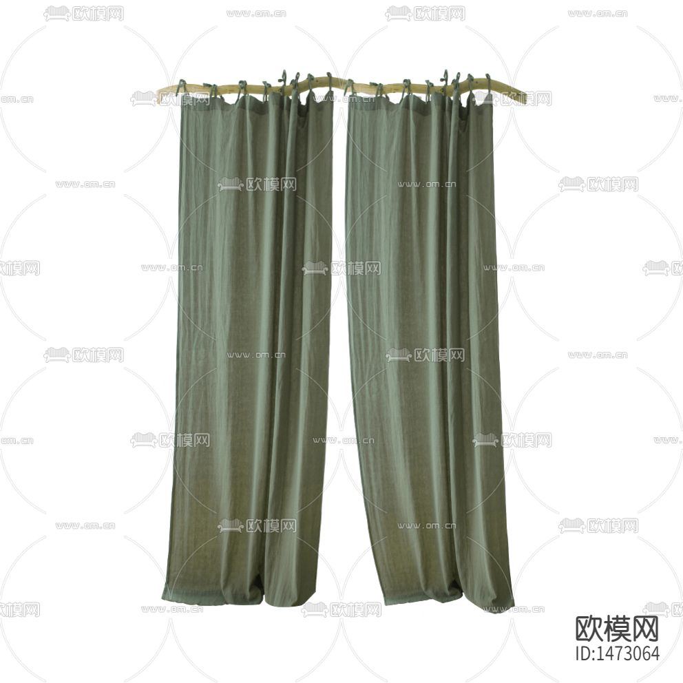 北欧创意灰绿色亚麻遮光窗帘下载