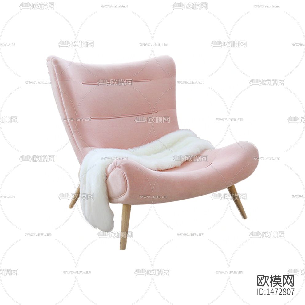 北欧简约粉色布艺休闲椅下载