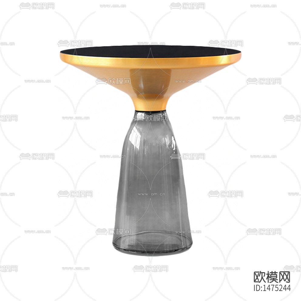 现代极简玻璃金属圆形边几