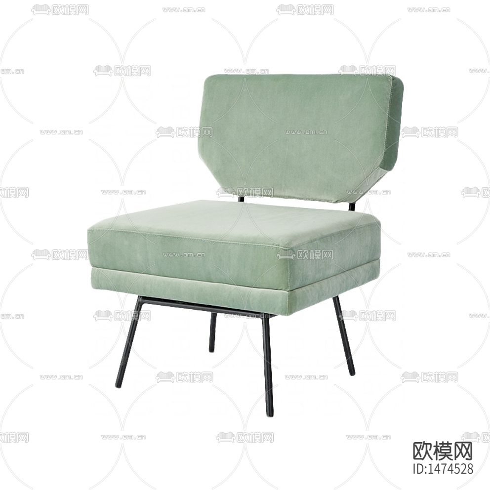 北欧简约创意青色布艺金属单人沙发下载