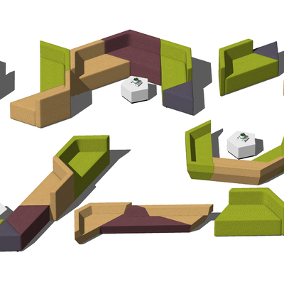  现代异形休闲沙发su模型 