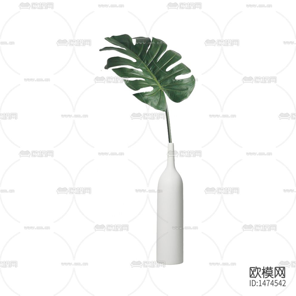 北欧极简白色陶瓷花瓶龟背叶绿植