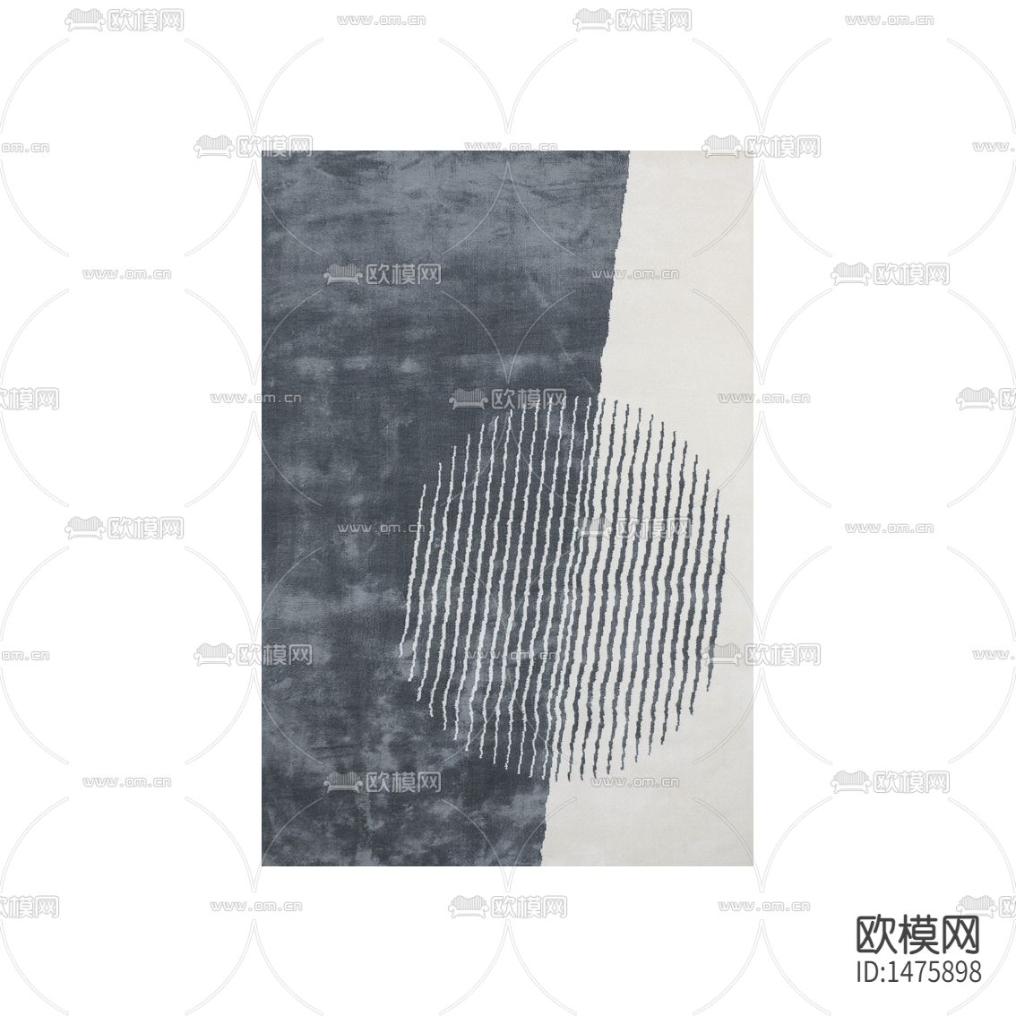 日式简约灰白印花布艺地毯下载