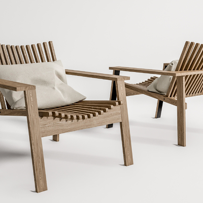 现代实木休闲椅su模型