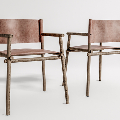 现代实木休闲椅su模型