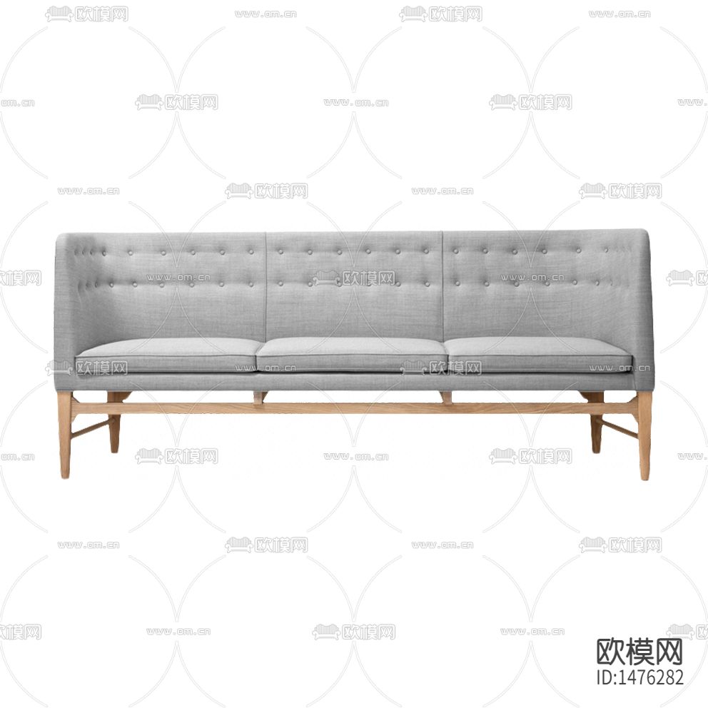 北欧简约创意灰色布艺实木三人沙发下载