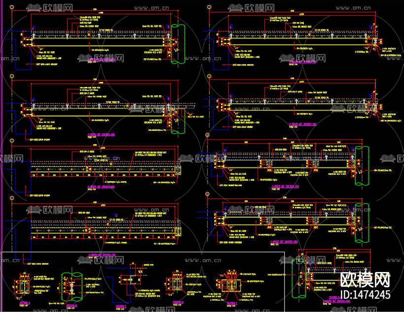 钢结构旋转楼梯cad节点图下载（渲染图7）
