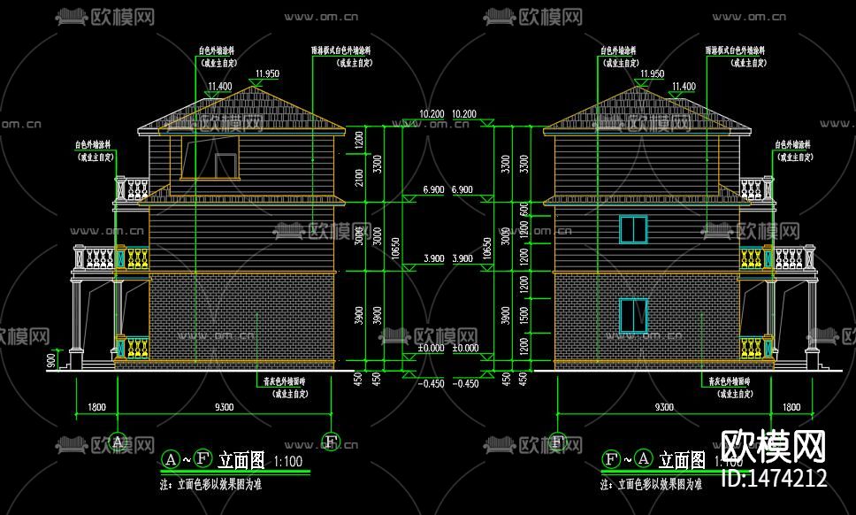 别墅cad节点图下载（渲染图6）
