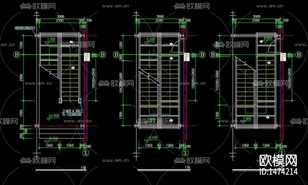 楼梯cad节点图下载（渲染图5）