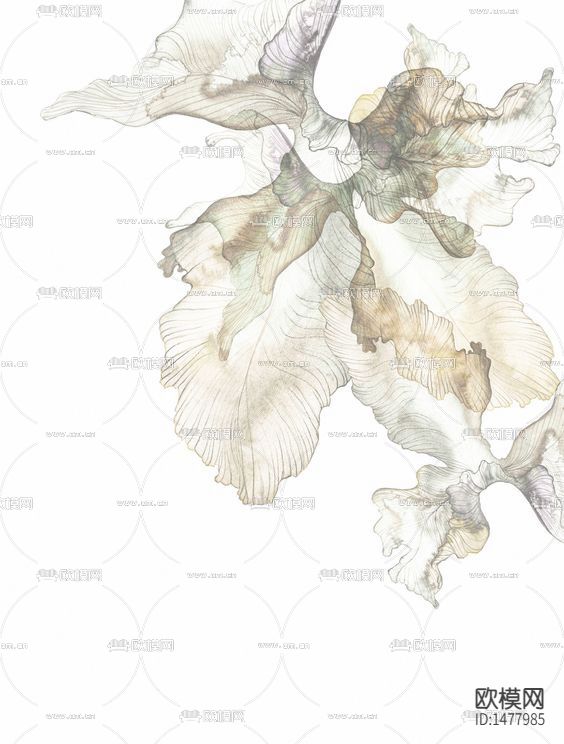 新中式创意叶子纹理抽象装饰画下载