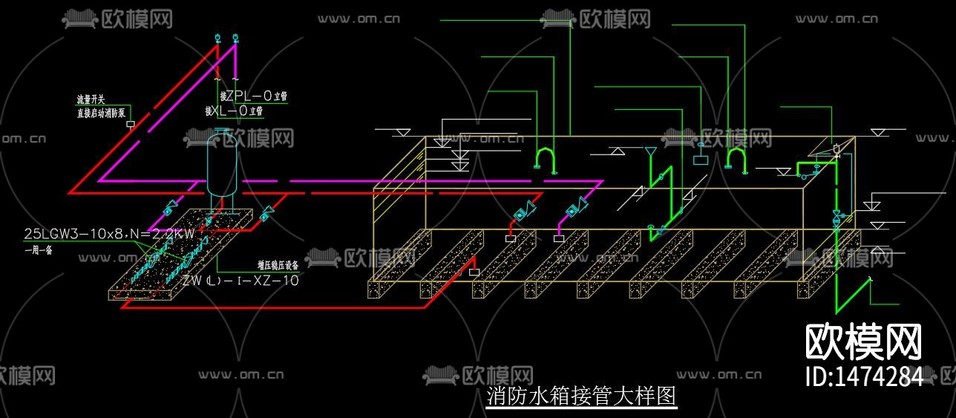 排水cad施工图下载(渲染图6)