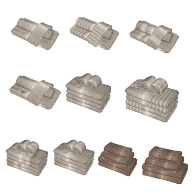  现代毛巾浴巾su模型 