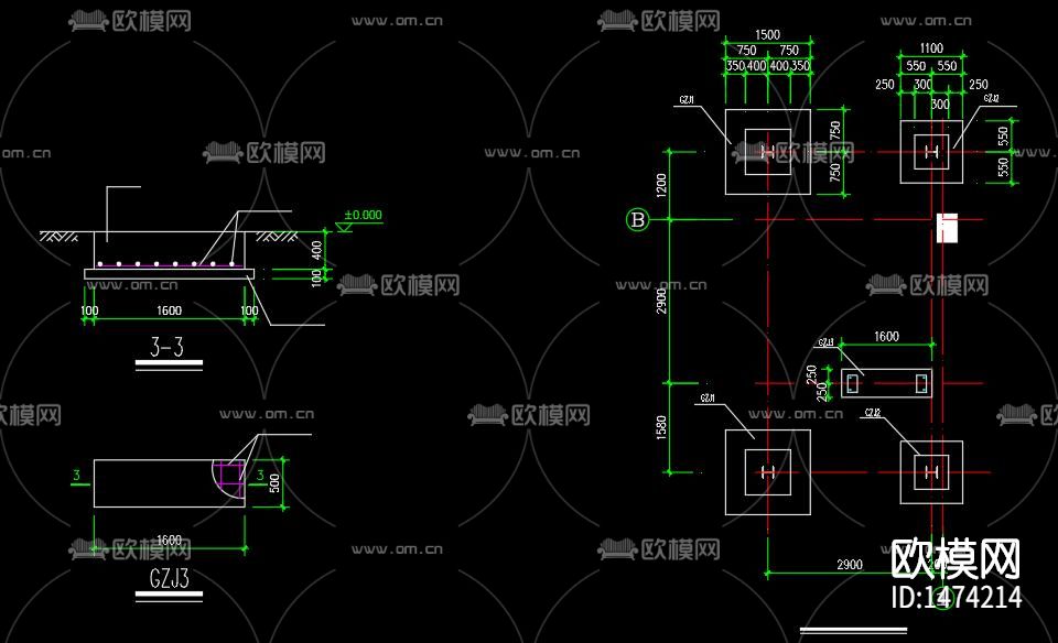 楼梯cad节点图下载（渲染图4）
