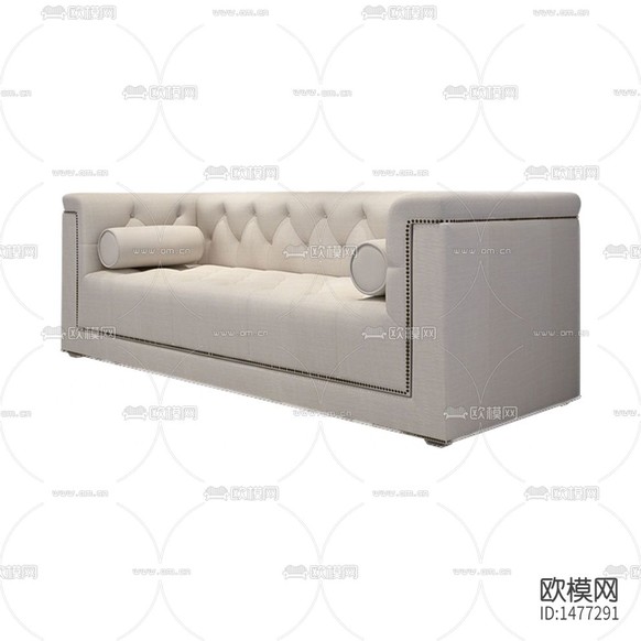 美式簡(jiǎn)約創(chuàng)意白色皮革鉚釘多人沙發(fā)下載(渲染圖1)