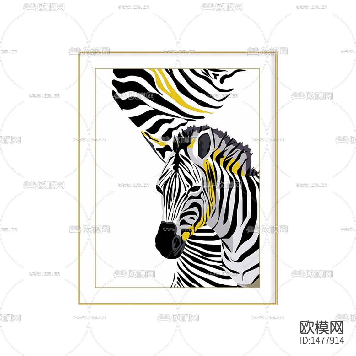 现代创意彩色色块斑马装饰画下载