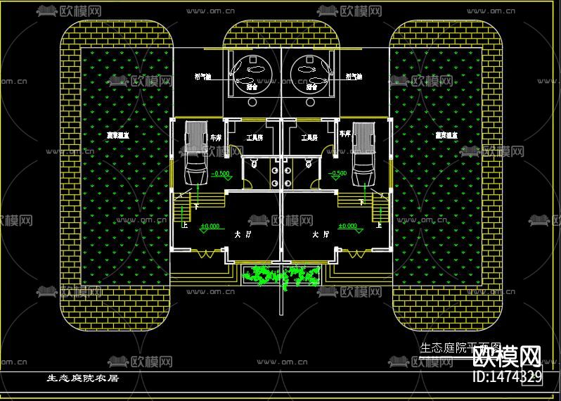 别墅cad施工图下载（渲染图2）