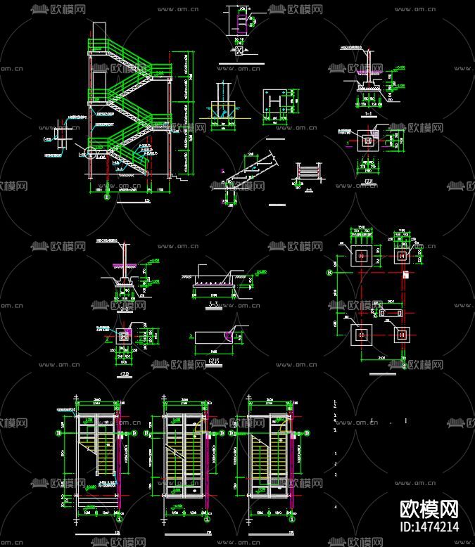 楼梯cad节点图下载（渲染图6）