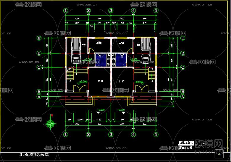 别墅cad施工图下载（渲染图4）