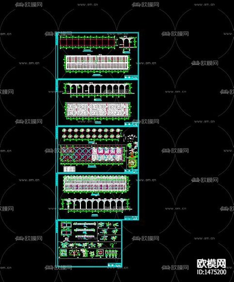 入口钢结构cad施工图下载(渲染图6)